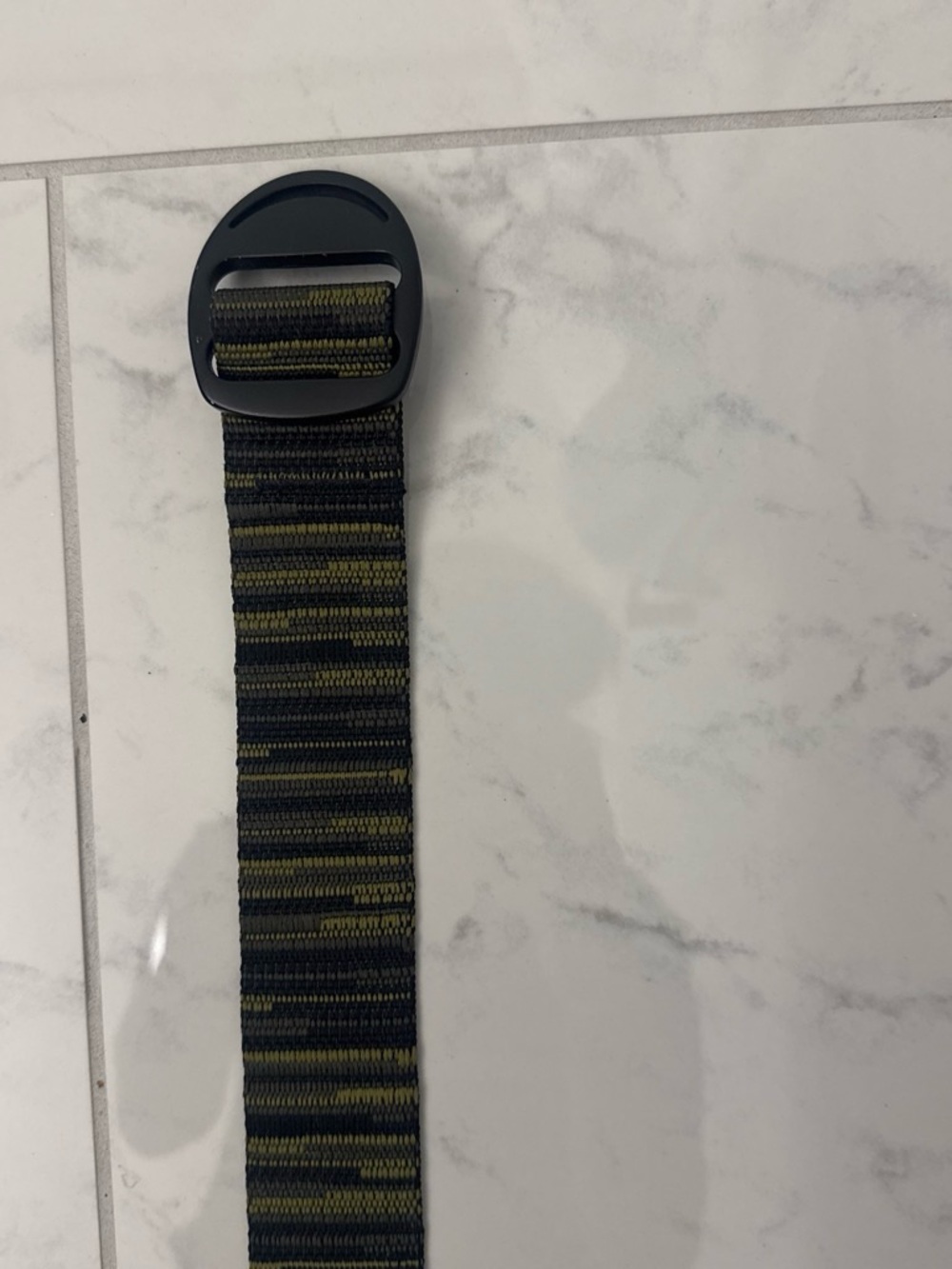 Olive Green and Black Striped Webbing Belt - Unbranded